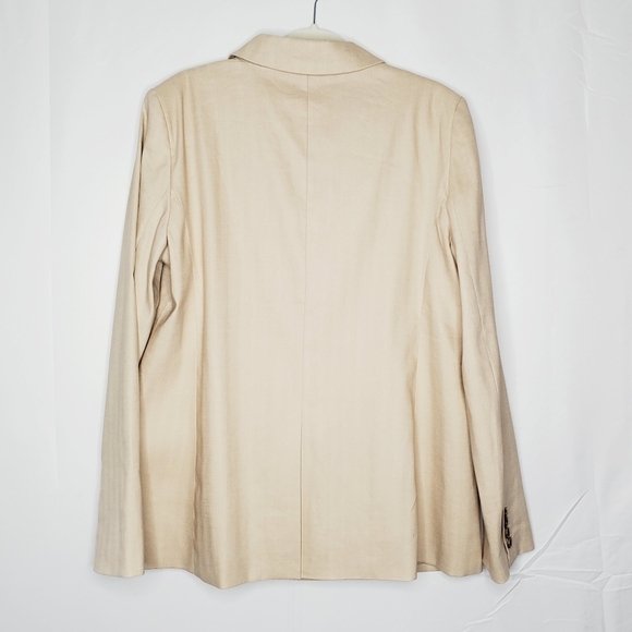 Ann Taylor Double-Breasted Blazer 12 Tall Herringbone Linen Blend Jacket NEW - Picture 6 of 14